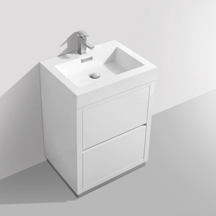 Kube Bath Bliss 24″ High Gloss White Free Standing Modern Bathroom Vanity Kube Bath