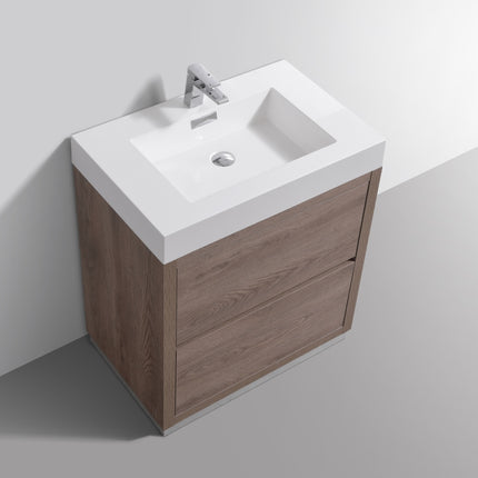 Kube Bath Bliss 30″ Butternut Free Standing Modern Bathroom Vanity Kube Bath