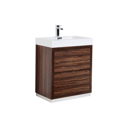 Kube Bath Bliss 30″ Walnut Free Standing Modern Bathroom Vanity Kube Bath