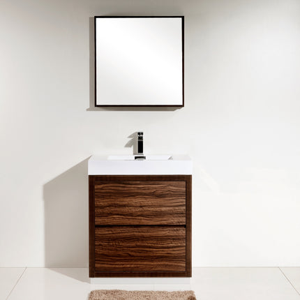 Kube Bath Bliss 30″ Walnut Free Standing Modern Bathroom Vanity Kube Bath