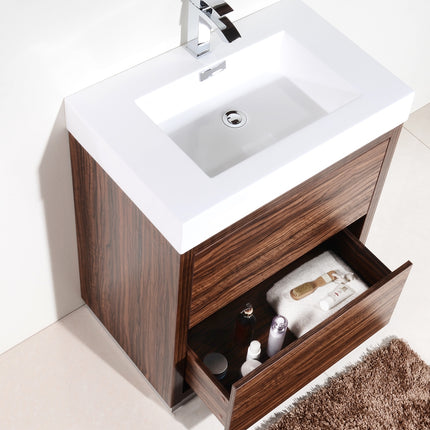 Kube Bath Bliss 30″ Walnut Free Standing Modern Bathroom Vanity Kube Bath