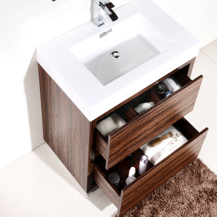 Kube Bath Bliss 30″ Walnut Free Standing Modern Bathroom Vanity Kube Bath