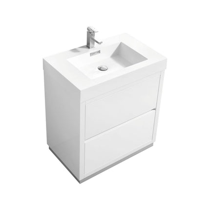 Kube Bath Bliss 30″ High Gloss White Free Standing Modern Bathroom Vanity Kube Bath