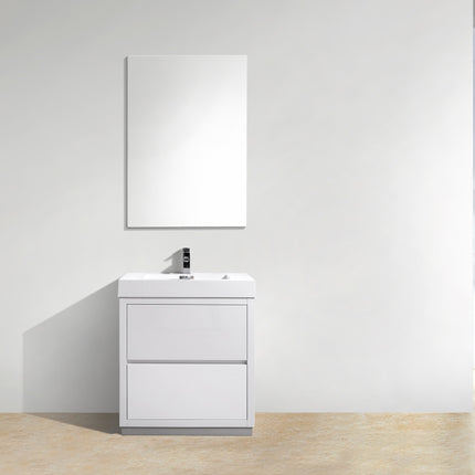 Kube Bath Bliss 30″ High Gloss White Free Standing Modern Bathroom Vanity Kube Bath