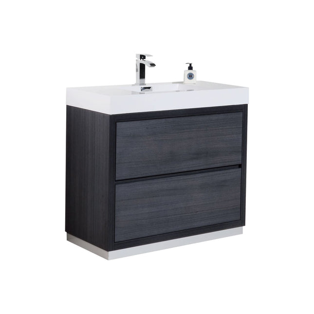 Kube Bath Bliss 40″ Gray Oak Free Standing Modern Bathroom Vanity Kube Bath