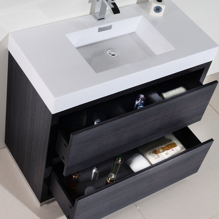 Kube Bath Bliss 40″ Gray Oak Free Standing Modern Bathroom Vanity Kube Bath