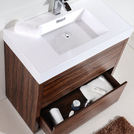 Kube Bath Bliss 40″ Walnut Free Standing Modern Bathroom Vanity Kube Bath