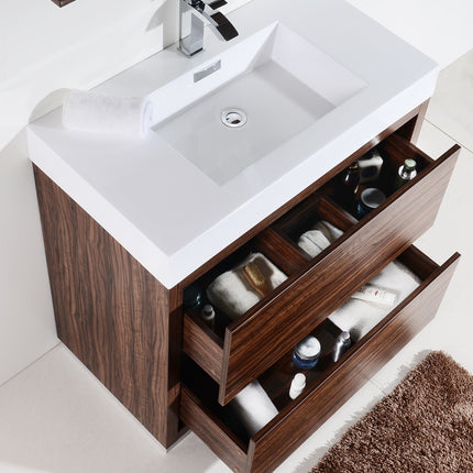 Kube Bath Bliss 40″ Walnut Free Standing Modern Bathroom Vanity Kube Bath