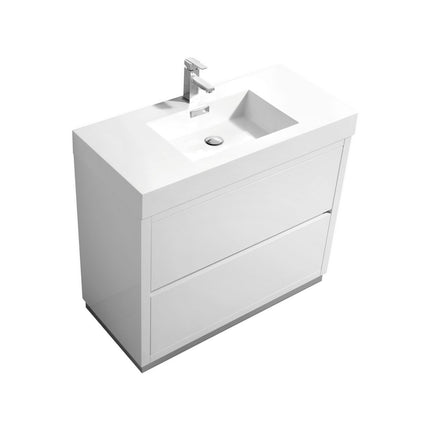 Kube Bath Bliss 40″ High Gloss White Free Standing Modern Bathroom Vanity Kube Bath