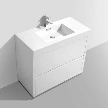 Kube Bath Bliss 40″ High Gloss White Free Standing Modern Bathroom Vanity Kube Bath