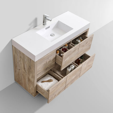 Kube Bath Bliss 48″ Nature Wood Floor Mount Modern Bathroom Vanity Kube Bath