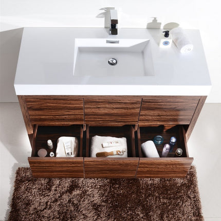 Kube Bath Bliss 48″ Walnut Free Standing Modern Bathroom Vanity Kube Bath