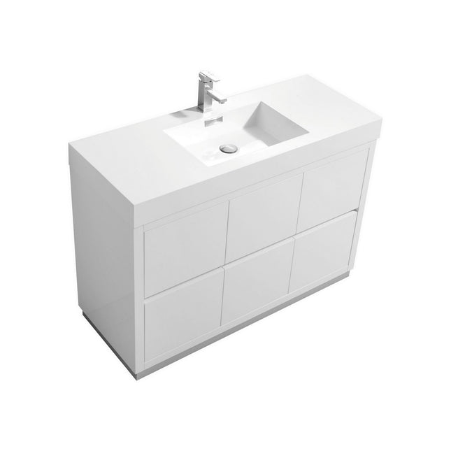 Kube Bath Bliss 48″ High Gloss White Free Standing Modern Bathroom Vanity Kube Bath