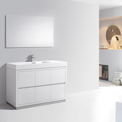 Kube Bath Bliss 48″ High Gloss White Free Standing Modern Bathroom Vanity Kube Bath