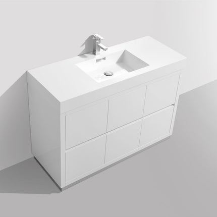 Kube Bath Bliss 48″ High Gloss White Free Standing Modern Bathroom Vanity Kube Bath