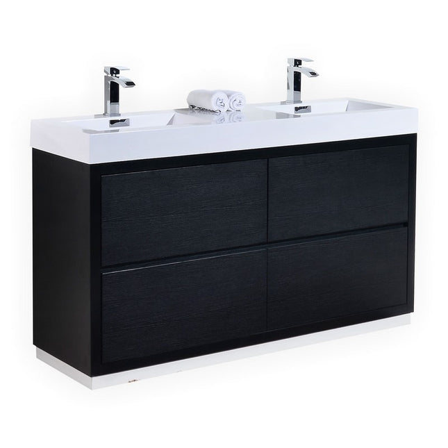 Kube Bath Bliss 60″ Double Sink Black Free Standing Modern Bathroom Vanity Kube Bath