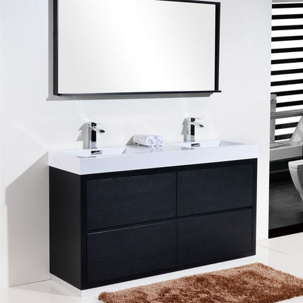 Kube Bath Bliss 60″ Double Sink Black Free Standing Modern Bathroom Vanity Kube Bath