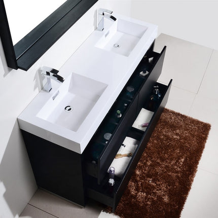 Kube Bath Bliss 60″ Double Sink Black Free Standing Modern Bathroom Vanity Kube Bath