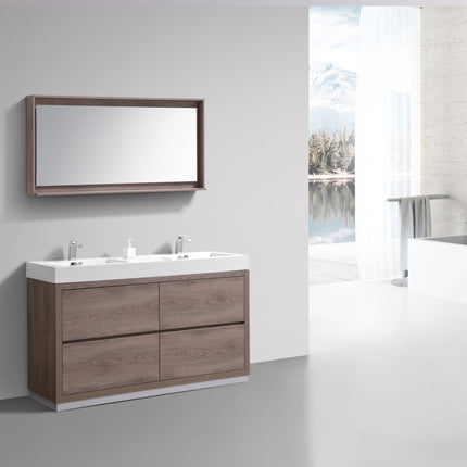 Kube Bath Bliss 60″ Double Sink Butternut Free Standing Modern Bathroom Vanity Kube Bath