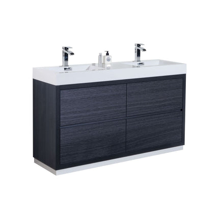 Kube Bath Bliss 60″ Double Sink Gray Oak Free Standing Modern Bathroom Vanity Kube Bath