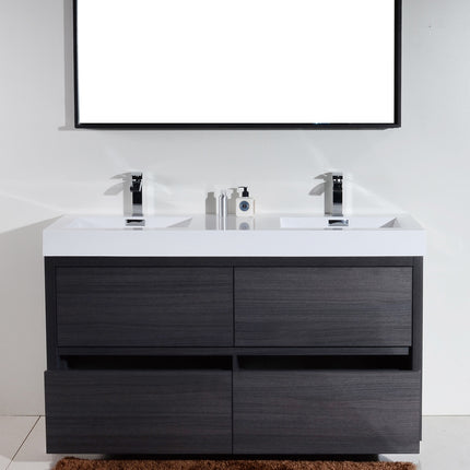 Kube Bath Bliss 60″ Double Sink Gray Oak Free Standing Modern Bathroom Vanity Kube Bath