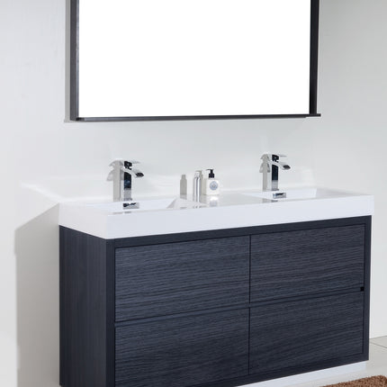 Kube Bath Bliss 60″ Double Sink Gray Oak Free Standing Modern Bathroom Vanity Kube Bath