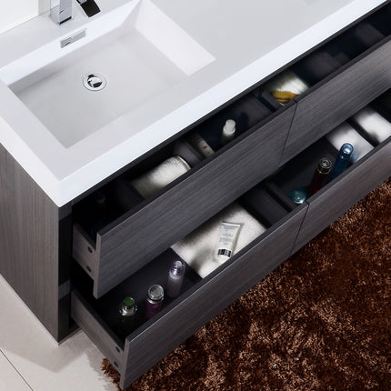 Kube Bath Bliss 60″ Double Sink Gray Oak Free Standing Modern Bathroom Vanity Kube Bath