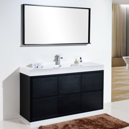 Kube Bath Bliss 60″ Single Sink Black Free Standing Modern Bathroom Vanity Kube Bath