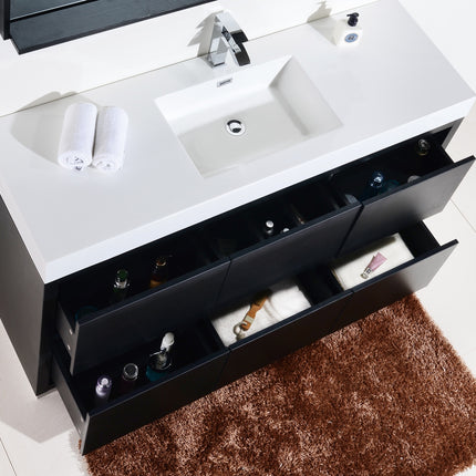 Kube Bath Bliss 60″ Single Sink Black Free Standing Modern Bathroom Vanity Kube Bath