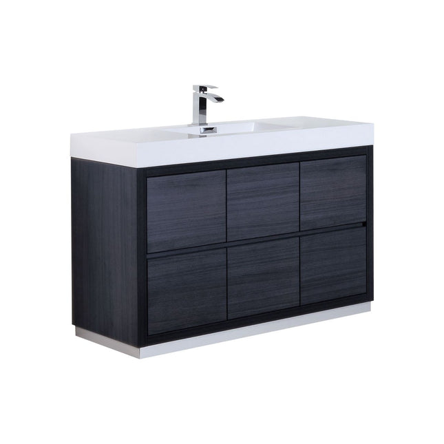 Kube Bath Bliss 60″ Single Sink Gray Oak Free Standing Modern Bathroom Vanity Kube Bath