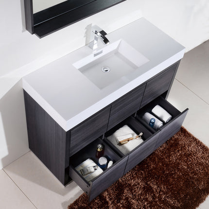 Kube Bath Bliss 60″ Single Sink Gray Oak Free Standing Modern Bathroom Vanity Kube Bath