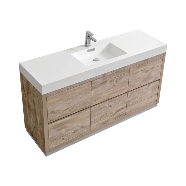 Kube Bath Bliss 60″ Single Sink Floor Mount Nature Wood Modern Bathroom Vanity Kube Bath