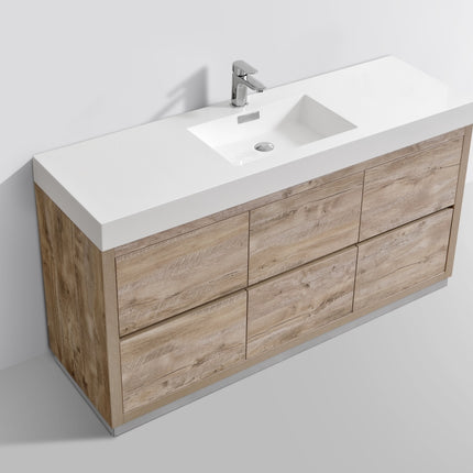 Kube Bath Bliss 60″ Single Sink Floor Mount Nature Wood Modern Bathroom Vanity Kube Bath