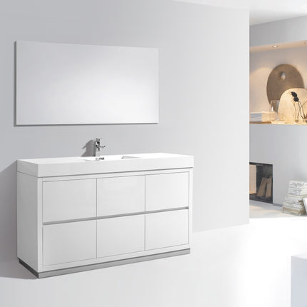 Kube Bath Bliss 60″ Single Sink High Gloss White Free Standing Modern Bathroom Vanity Kube Bath