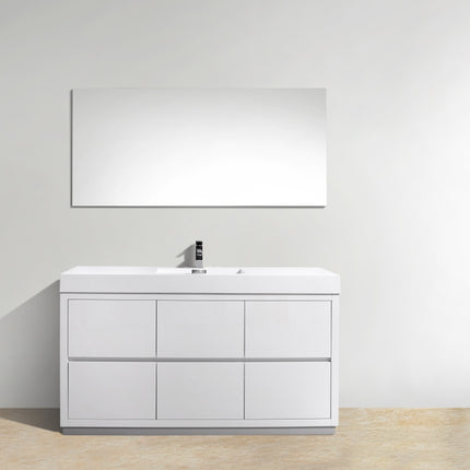 Kube Bath Bliss 60″ Single Sink High Gloss White Free Standing Modern Bathroom Vanity Kube Bath