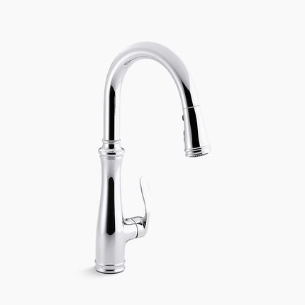 Kohler Bellera Pull-down kitchen sink faucet with three-function sprayhead K-560-CP - Plumbing Market