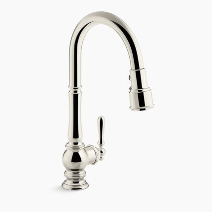 Kohler Artifacts Pull-down kitchen sink faucet with three-function sprayhead K-99259-SN - Plumbing Market