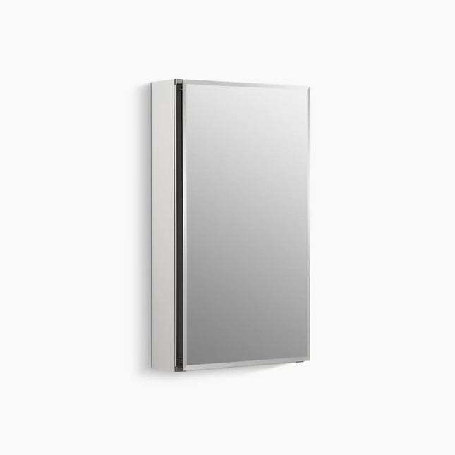 Kohler 15" W x 26" H aluminum single-door medicine cabinet with mirrored door, beveled edges K-CB-CLC1526FS - Plumbing Market