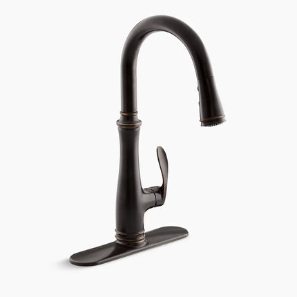 Kohler Bellera Pull-down kitchen sink faucet with three-function sprayhead K-560-2BZ - Plumbing Market