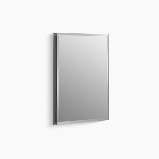 Kohler 16" W x 20" H aluminum single-door medicine cabinet with mirrored door, beveled edges K-CB-CLR1620FS - Plumbing Market