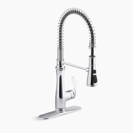 Kohler Bellera Semi-professional kitchen sink faucet with three-function sprayhead K-29106-CP - Plumbing Market