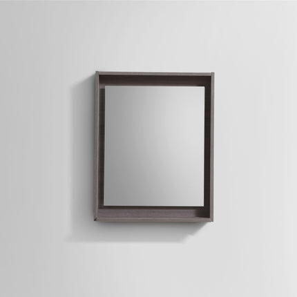 Kube Bath 24" Wide Framed Mirror With Shelf – Gray Oak Kube Bath