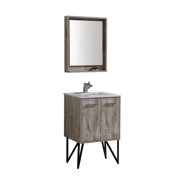 KubeBath Bosco 24″ Nature Wood Modern Bathroom Vanity W/ White Countertop Kube Bath