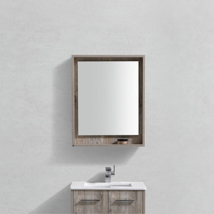 Kube Bath 24" Wide Framed Mirror With Shelf – Nature Wood Kube Bath