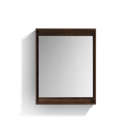 Kube Bath 24″ Wide Framed Mirror W/ Shelf – Rosewood Kube Bath