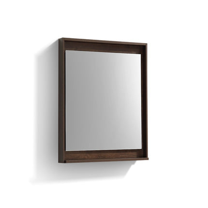 Kube Bath 24″ Wide Framed Mirror W/ Shelf – Rosewood Kube Bath