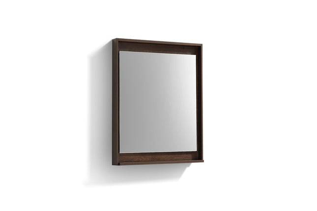 Kube Bath 24″ Wide Framed Mirror W/ Shelf – Rosewood Kube Bath