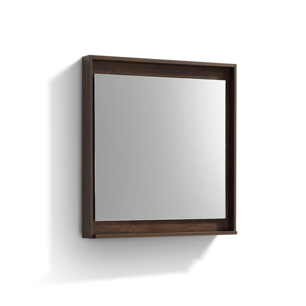 Kube Bath 30″ Wide Framed Mirror W/ Shelf – Rosewood Kube Bath