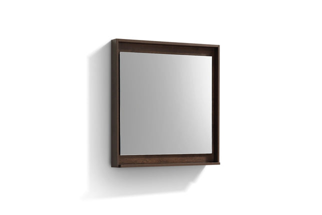 Kube Bath 30″ Wide Framed Mirror W/ Shelf – Rosewood Kube Bath