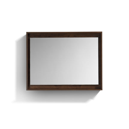 Kube Bath 40″ Wide Framed Mirror W/ Shelf – Rosewood Kube Bath